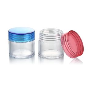 20ml Empty Clear Jar Plastic PS Face Cream Jar with Customized Color Lid
