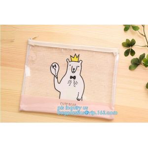 Nylon Mesh Multicolor Stripes Document Bag For A4 Paper and Pen, Big capacity