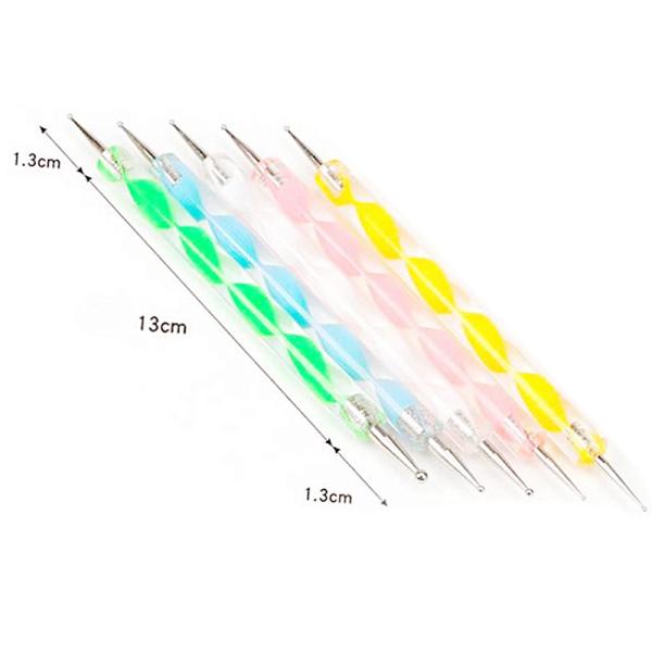 2022 Professional Nail Art Dotting Tool 5-piece set metal crystal dotting pen thick head small head nail dotting pen