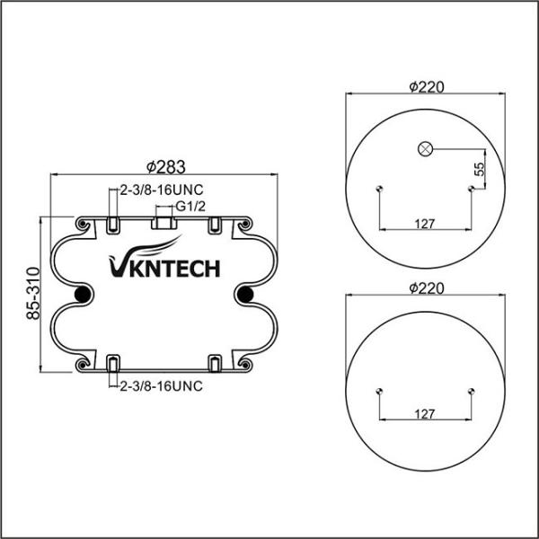 2B6970 Double Convoluted Air Spring Air Suspension 2B 280 Suspension Air Spring Rubber