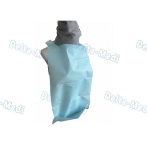 Blue White Disposable Patient Dental Bib With Tie Pocket