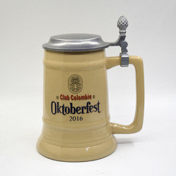Beer festival custom ceramic beer mug with metal lid