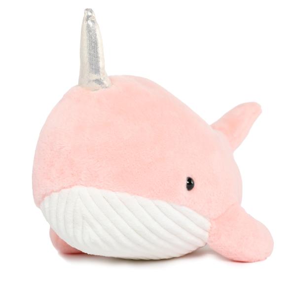 MorisMos 24 Inch Soft Pink Plush Whale Narwhal Ultra-Soft Stuffed Cotton Funny Hugging Pillow Decor Girls Kids Party Accessory