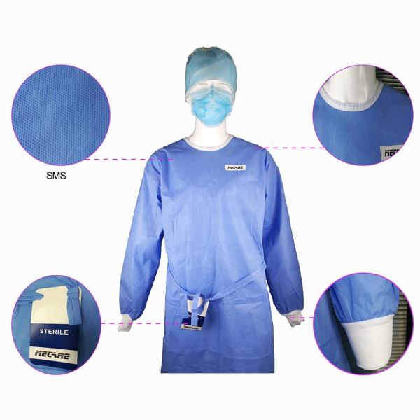 35g SMS Or 45g SMS Disposable Surgical Gown Standard Gown CE Approved