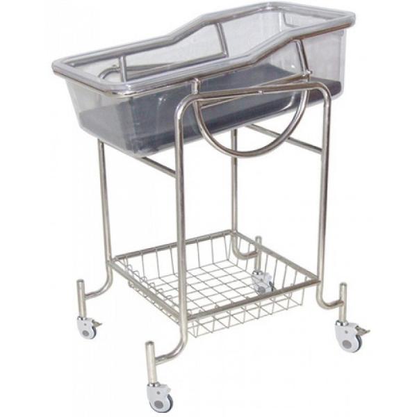 Buy Stainless Steel Frame Hospital Baby Bed Cart Four Silent Wheels With Cross Brakes at wholesale prices