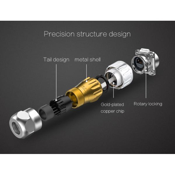 Cnlinko CE/CCC Approval Metal Circular Ethernet Rj45 Industrial Connectors Outdoor Waterproof Rj45 Female Connector