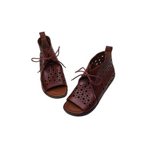 Quality S433 2020 New Sandals Female Open Toe Breathable Cool Leather Sandals Female Ins Trendy Shoes Hole Shoes for sale