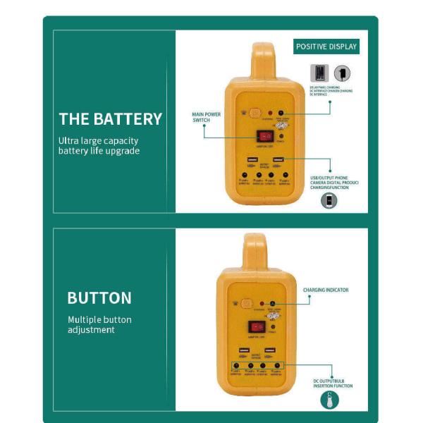 12v 7000mAh Small Solar Lighting System With 3 Led Bulb Kit And Mp3 FM Radio