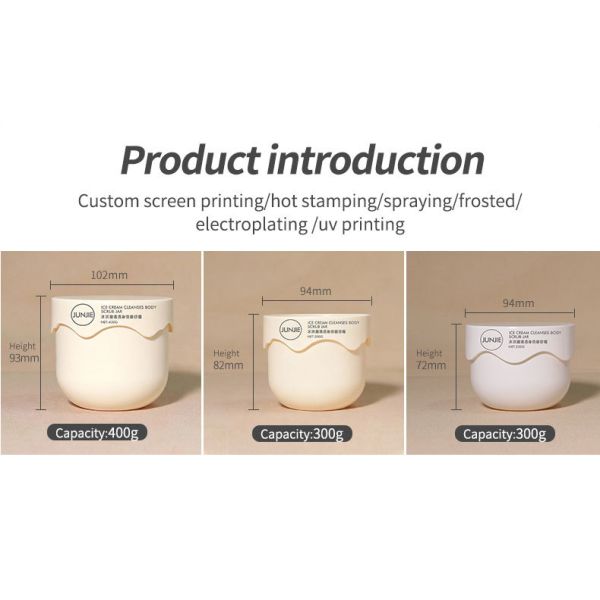 Luxury 250g 300g 400g White PP Empty Cream Jar White Screw Lid 300ml Capacity for Skin Care Cosmetics Body Scrub Jar