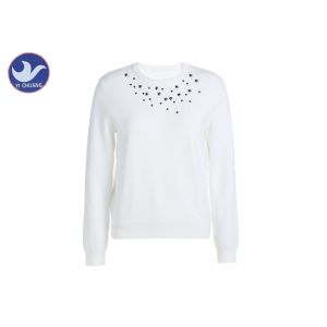 Metal Star Rivet Womens Knit Pullover Sweater Crew Neck Long Sleeves Jumper