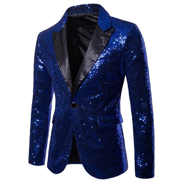 Slim Fit Mens Sequin Jacket Costume For Nightclub Party Popular Elegant Design