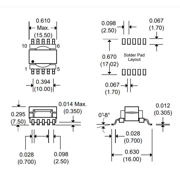 Er14.5 Power Over Ethernet Flyback Isolated Inductors Transformer Epc3248g-2