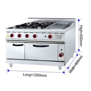 Professional Gas Powered Restaurant Cooking Equipment in Stainless Steel