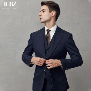 Dark Blue Wool/Silk Men's Suit for Customizable Designs at end and Luxurious