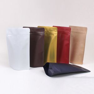 Resealable laminatedfoil Flat Bottom Zipper coffee bag black with valve