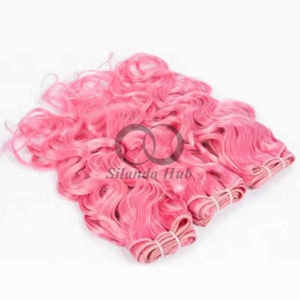Pink Water Wave Remy Human Hair Bundles Sew In Weave Bundles Brazilian Bundle Deals