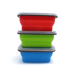 Rectangle Collapsible Silicone Bento Box For Kids