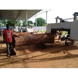Diesel 55kw Horizontal Band Saw For Cutting Logs With Inverter Feeding