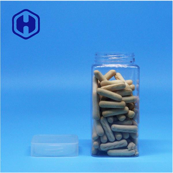 Buy Clear Square Peanut Butter Jelly Tea Leaf Pecan Plastic PET Jars Flat Screw Top Lid at wholesale prices