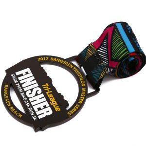 Hollow Colorful Ribbon Marathon Running Medal Zinc Alloy Custom Logo