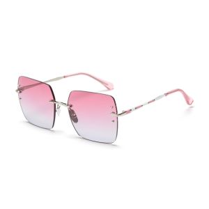 UV400 Gradient Rimless Sunglasses Fashion Rivets Square Polarized Sunglasses