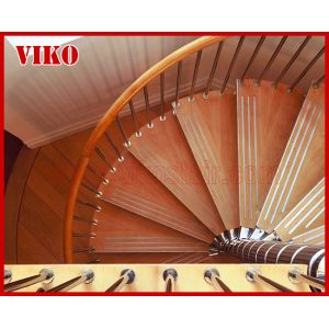 Spiral StaircaseVH39S Tread Beech Aluminum Baluster Stair Curved Glass Handrail
