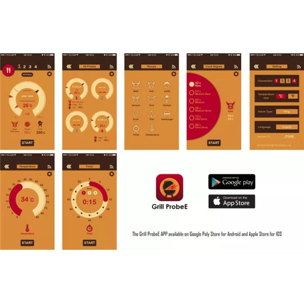 Smart Wireless 165t Bluetooth Food Thermometer Oven Grill Kitchen BBQ Smoker With Magnet