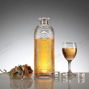 Glass Collar Round Shape 750ml Decorative Bottle with Customized Screen Printing