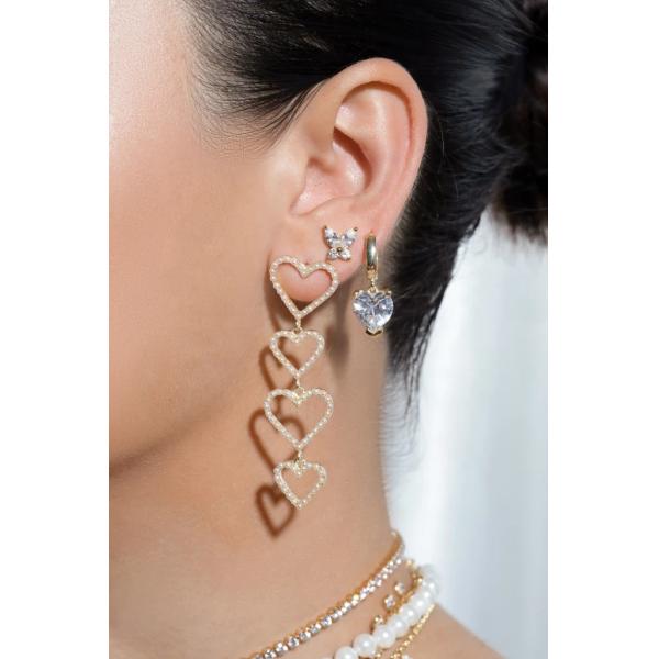 Classic Style 925 Sterling Silver Gold Plated Cubic Zirconia Butterfly Stud Earrings