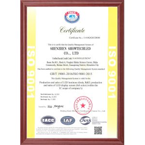 Shenzhen Showtechled Co., Ltd. Certifications