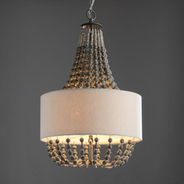 Buy Circular iron chandelier with wood bead Lampshade (WH-CI-42) at wholesale prices