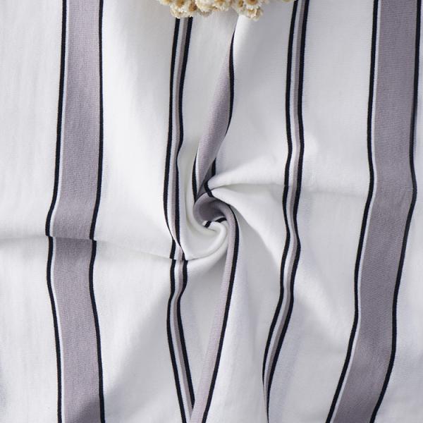 Multicolor 100 Cotton Striped Fabric 220gsm Breathable Stretch Material