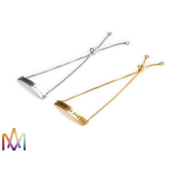 Buy 1mm Thickness Adjustable BoxChain Womens Engraved Bracelets at wholesale prices