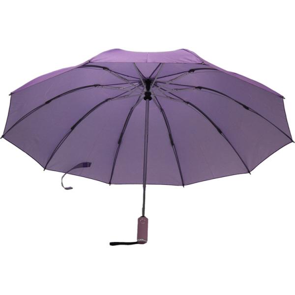 BSCI Approved Three Folding Umbrella Purple Color Waterproof Auto Open Close