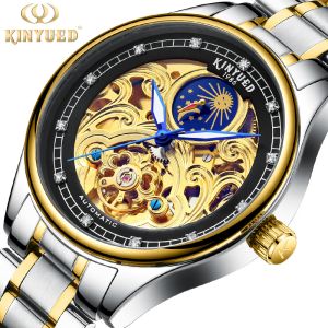 China KINYUED Tourbillon automatic mechani fashion stainless steel men wrist waterproof watch on sale