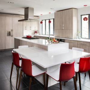 Wood Grain Melamine Finish Kitchen Cabinets With Pantry L Shape