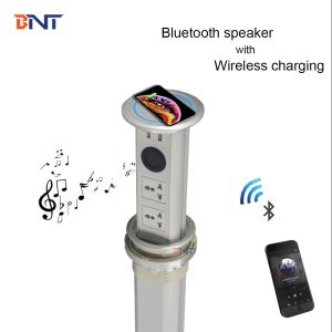 multiple motorized tabletop power cable plugs extension socket