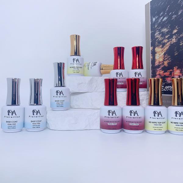 Hema Free Clear Top Coat Gel Base and TPO FREE Matte Top Coat Nail Polish No Wipe High Shine UV Top Coat