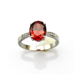 Sterling Silver Oval Blue Topaz Cubic Zirconia Ring Jewelry (F06)