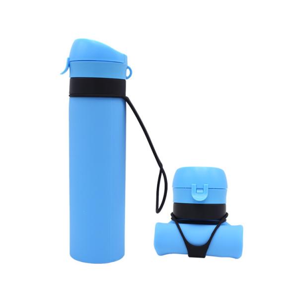Buy 600ml Drinking Water Silicone Foldable Bottle With Sling at wholesale prices