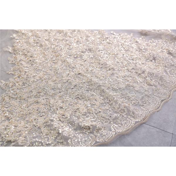 Elegant Customized 3m*1.5m Wholesale Appliqued Lace Sequins Tulle Bridal Wedding Ivory Veil With Hair Comb