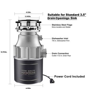 450W Garbage Disposal Machine Household Continuous Food Disposer Waste Kitchen