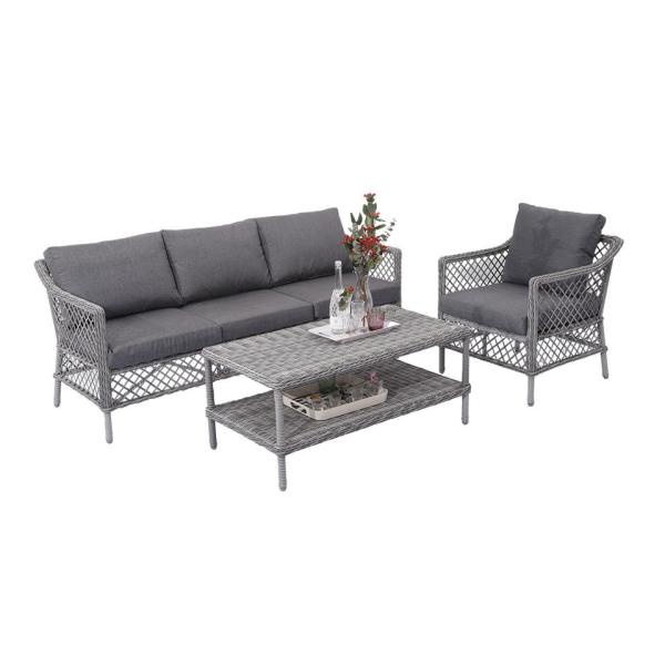 Patio Furniture Set Outdoor Sectional Sofa Conversation Set All Weather Wicker Rattan Couch Dining Table & Chair