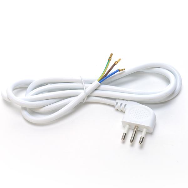 IMQ Standard 3 Pin Angeled 16A Italy White Power Cords H05VV-F 3x0.75MM² with Closed End Crimp Terminal from Trusted