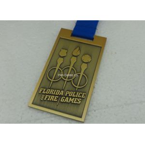 Customized Gold 3D Marathon Medals , Die Casting Sport Medals , Ribbon Enamel