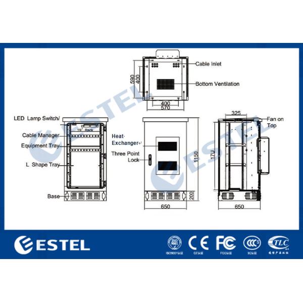 Single Wall Outdoor Rack Mount Enclosure Galvanized Heat Exchanger Cooling System