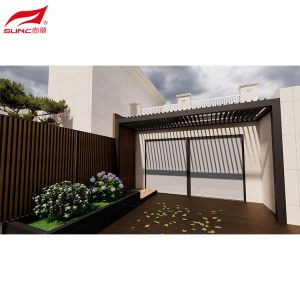Smart Home Compatible Motorized Pergola Weatherproof Aluminum Pergola With Wall