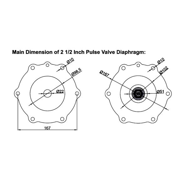 JOIL Diaphragm Repair Kit 2.5-inch, suitable for JISI65 Electromagnetic Pulse Valve