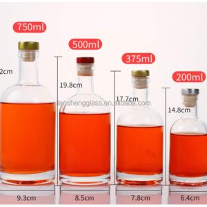 Glass Collar 350 ml 500 ml 700 ml Luxury Vodka Bottle for Refillable Clear Glass