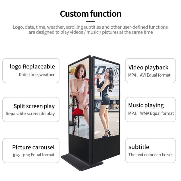 Wifi Dual Sides Advertising Kiosk 55 Inch With Floor Standing Metal Case